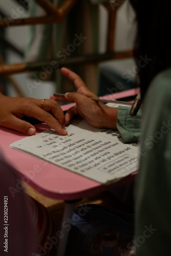 Mother and Daughter Studying Together and Learning Lessons at Home