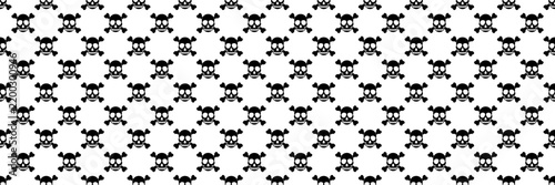horizontal seamless of black skull and crossbones for pattern and background.