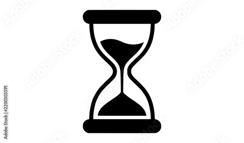 Simple black silhouette icon of a classic hourglass isolated on transparent background