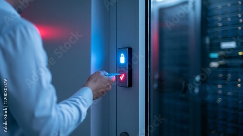 Obraz na płótnie Man using access card for secure entry