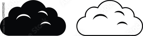 Foto Clouds Icon Set, Black and White Vector Illustration