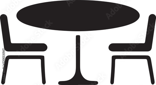 Dining table and chairs set icon representing furniture for home interior and cafe seating area
