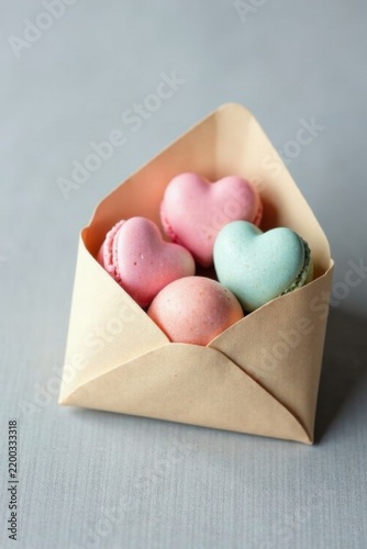 A Delicate Collection of Heart-Shaped Pastries Nestled in a Simple Paper Envelope