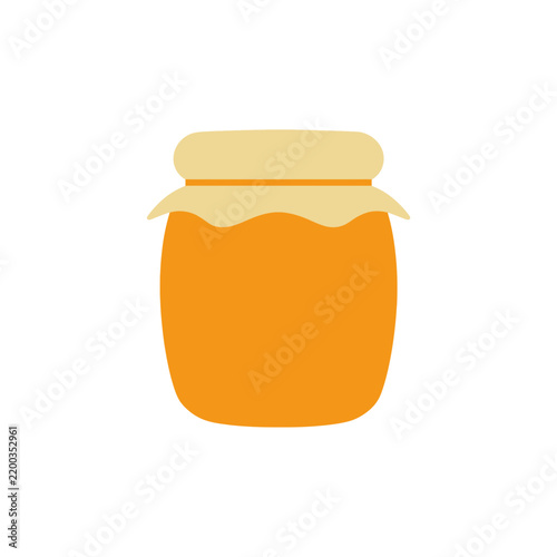 A simple flat vector icon of a glass jar filled with sweet golden honey isolated on transparent background, Vector