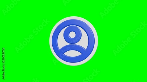Glossy 3D blue user profile icon on white circular base