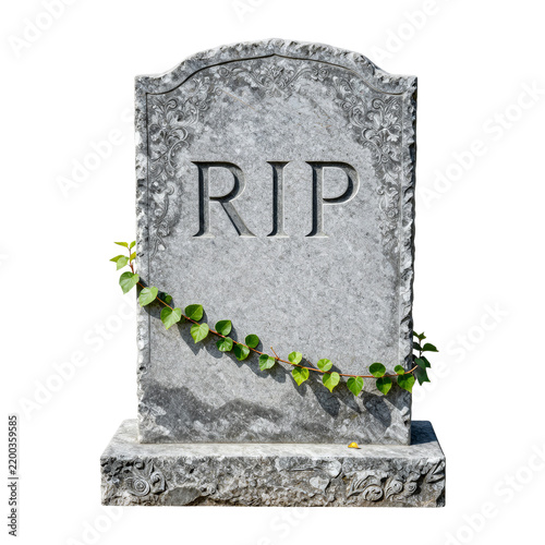 Rip Stone Tombstone With Ivy