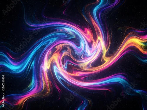ia generated diagonal view of glowing neon energy light waves in blue purple and orange colors isolated on black background. Abstract technology wave mockup.