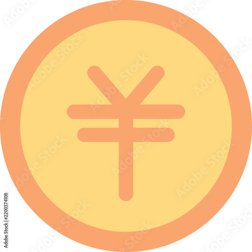 Golden yen coin currency symbol