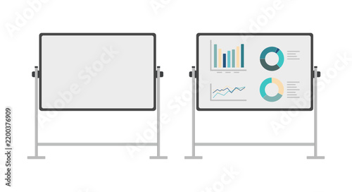 Set of office whiteboard magnetic for presentations training and education isolated on white background. Vector stock