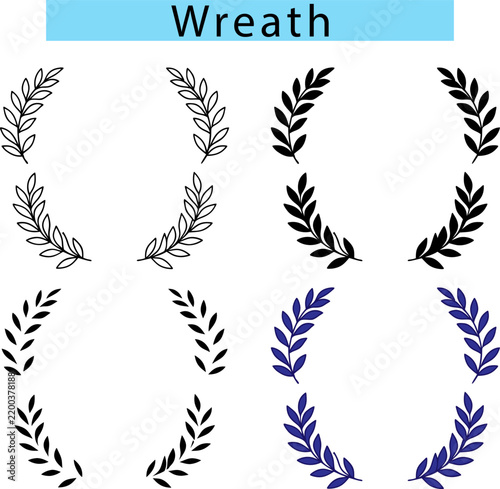 Set of wreaths and branches with leaves vector, Wreath icon, Wreath vector art