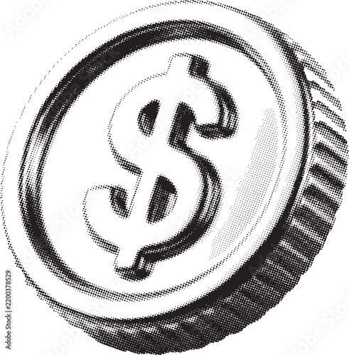 Metallic coin featuring a dollar sign symbol illustration currency business investment financial