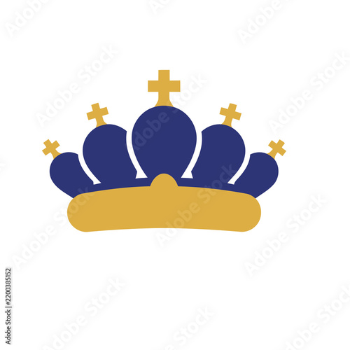 Cuadro en lienzo Blue and gold crown with crosses