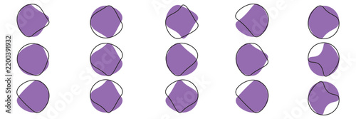 Random purple blob circles silhouette icon set. Blob shapes vector set. Black abstract spots on a white background. Organic abstract simple fluid stone silhouette elements.