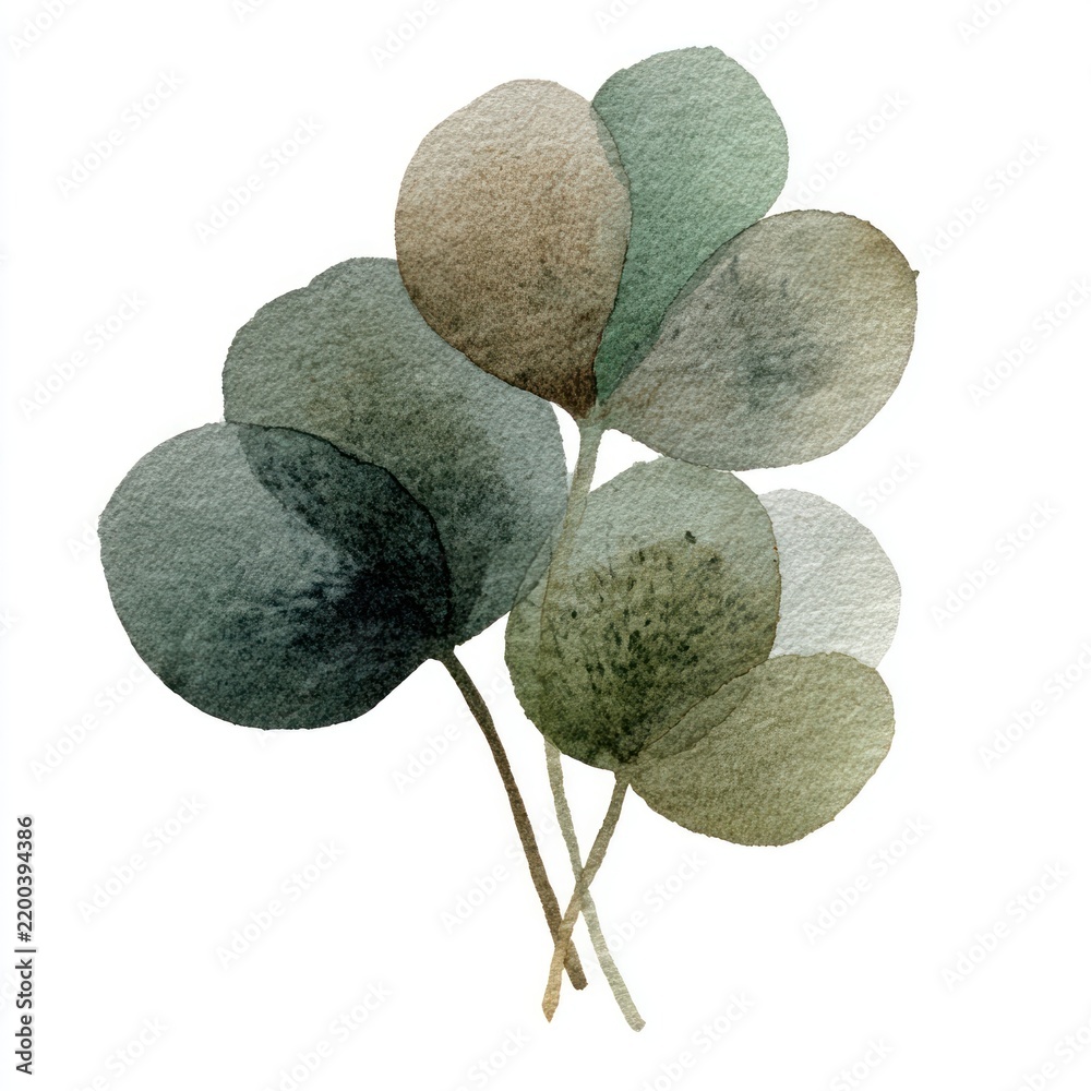 Obraz premium Elegant watercolor eucalyptus leaves illustration