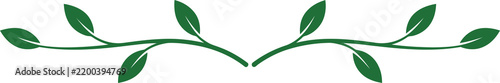 Botanical Green Leaf Branch Line Divider Graphic Element For Wedding