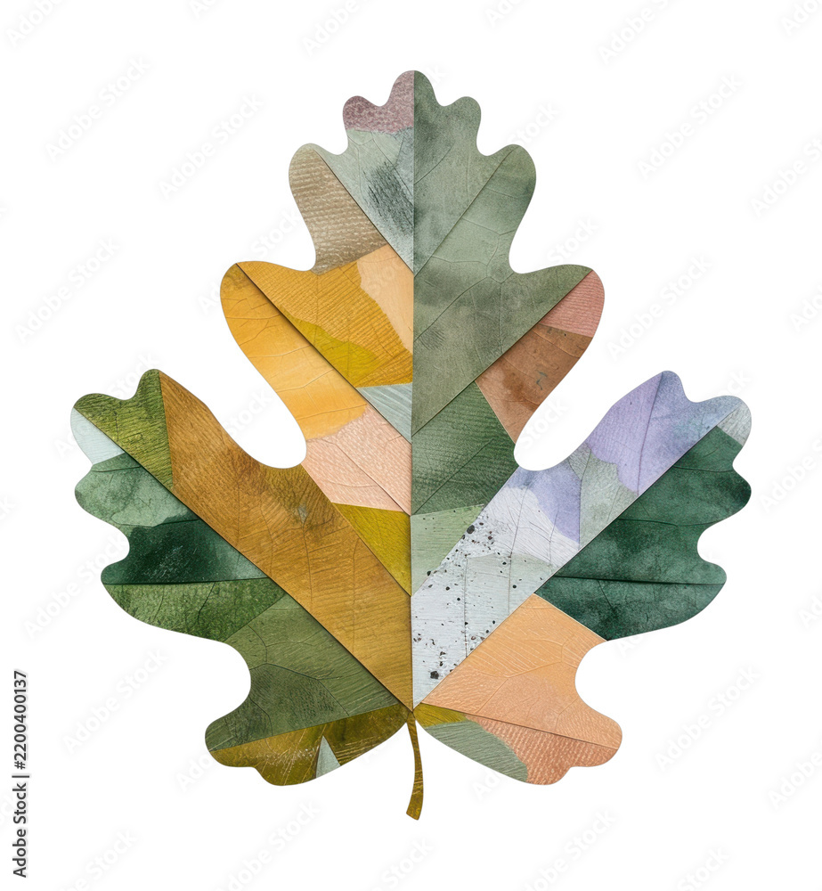 Obraz premium PNG Colorful geometric oak leaf artwork on transparent background