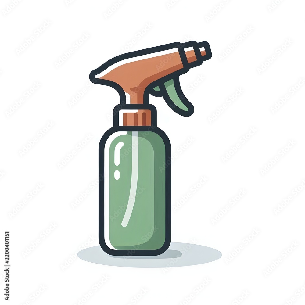 Obraz premium Plant mister spray bottle flat vector illustration handheld gardening water sprayer icon isolated on white background