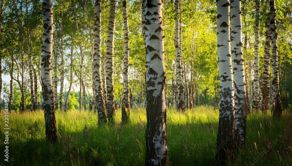 Obraz premium Trunks Of Birch Trees In Summer