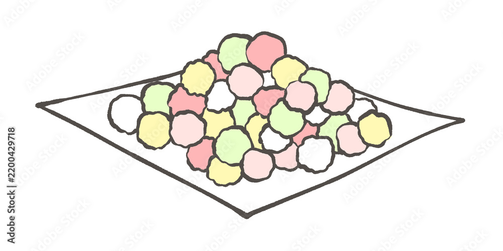 Obraz premium ひなあられのイラスト（懐紙・ひな祭り） 