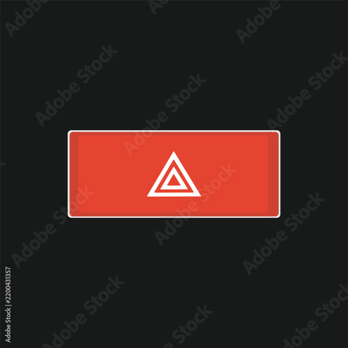 Vector illustration of a red hazard light button featuring the distinctive white triangle symbol used for automotive warnings.