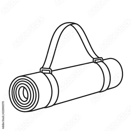 Rolled yoga mat with strap illustration