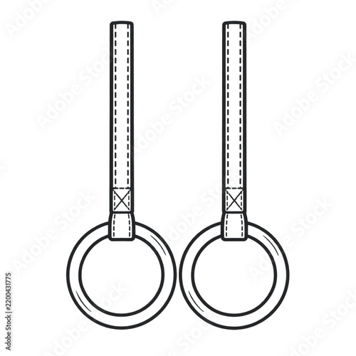 Gymnastic rings monoline illustration