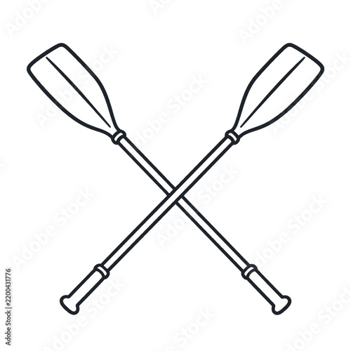 Crossed rowing oars monoline illustration