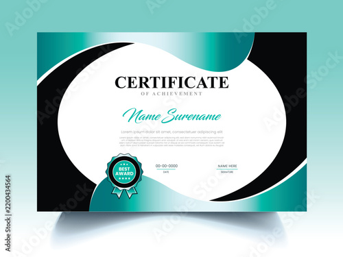 Modern Luxury Certificate of Achievement and Excellence Template with Abstract Wavy Background