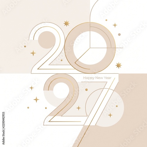 modern minimalist Happy New Year 2027 greeting design