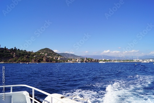 Historic castle and marina on the Mediterranean coast