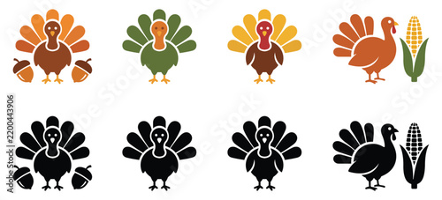Autumn Turkey Harvest Festival Symbol Collection