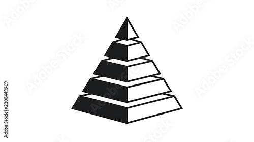 3D layered pyramid structure black and white graphic