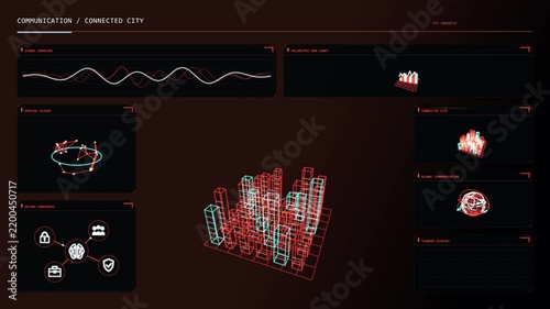 Futuristic sci-fi deep space telemetry HUD interface with radar, data charts, graphs, and digital control panels for tech and gaming projects.