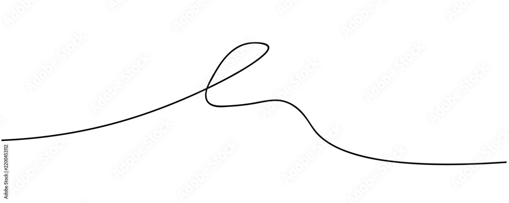 Fototapeta premium Abstract Continuous Black Line Art Curved Loop Minimalist Banner Background Vector Illustration