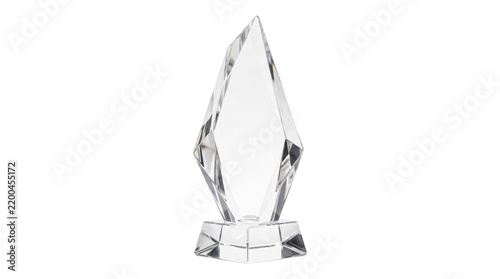 Fotografía Clear crystal award trophy, sharp faceted design, symbolizing achievement and recognition for success