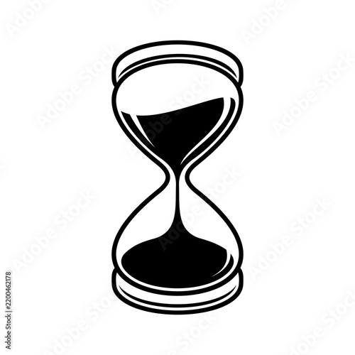 Hourglass design on white background 