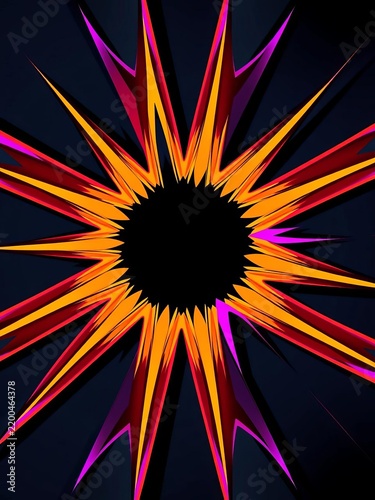 Bold, angular lines define each starburst's edges, creative, modern