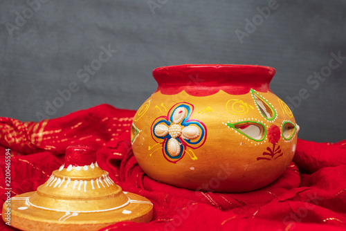 Bild auf Leinwand garba Navratri holy earthen clay pot garba for navratri festival puja aarti pray