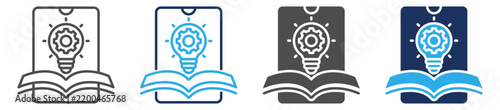 Plakat w ramie mobile learning icon set multi concept