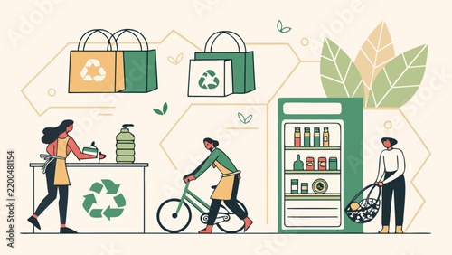 Eco Friendly Grocery Shopping and Sustainable Living Concept