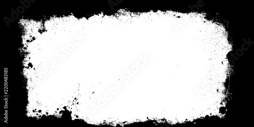 Distressed rectangular frame with rough grunge edges on a black background