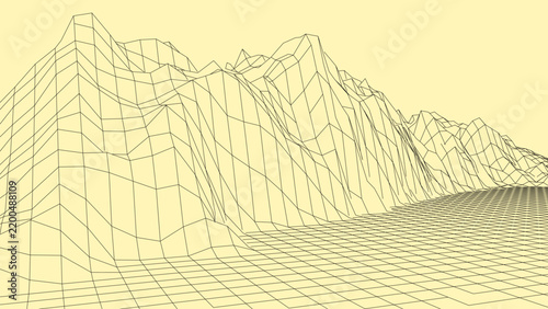 Vector illustration of 3D mountains. Designer landscape. Mountain mesh. EPS 10.