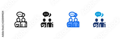 Peer Counseling Group icon multiple style collection. Vector illustration.