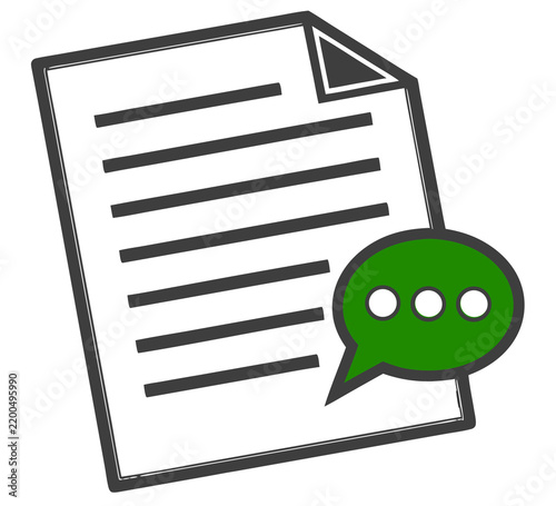Document Chat Icon with Speech Bubble Isolated on Transparent Background