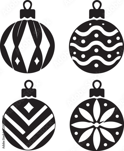 Minimal Holiday Bauble Decorations Vector Set.