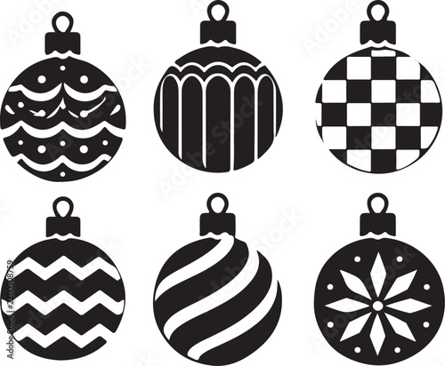Minimal Holiday Bauble Decorations Vector Set.