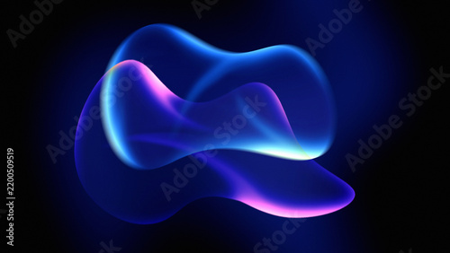 Translucent glowing blue and magenta fluid shapes with smooth gradients on dark navy background for technology designs.