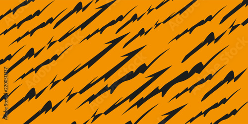 Striped scratches tiger skin pattern. Tropical wild animal skin texture for print, fabric, textile, wrapping paper, background, wallpaper.