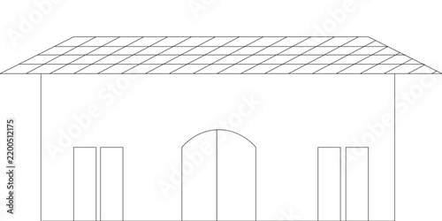 front view sketch or elevation of the residential building
