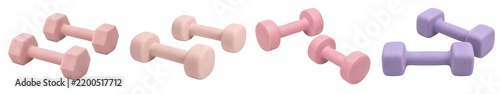 Dumbbell and barbell weights isolated on transparency background sport fitness element for health exercise fit three dimensional gym equipment 2